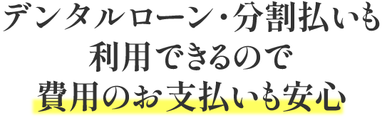 デンタルローン・分割払いも利用できるので費用のお支払いも安心