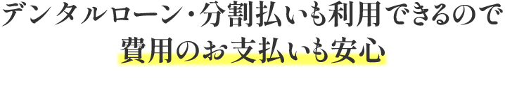 デンタルローン・分割払いも利用できるので費用のお支払いも安心