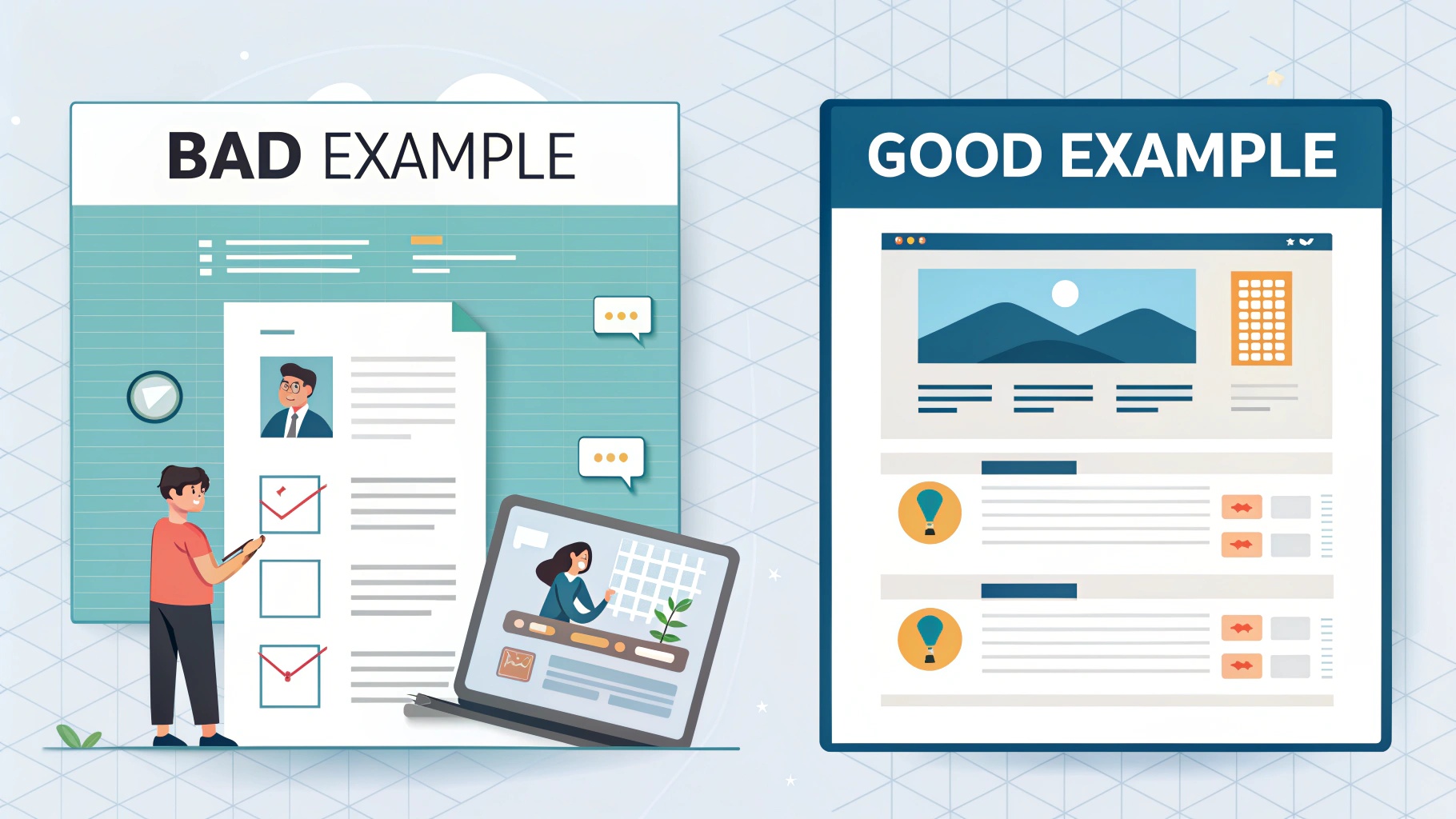 ファーストビューの良い例と悪い例の比較