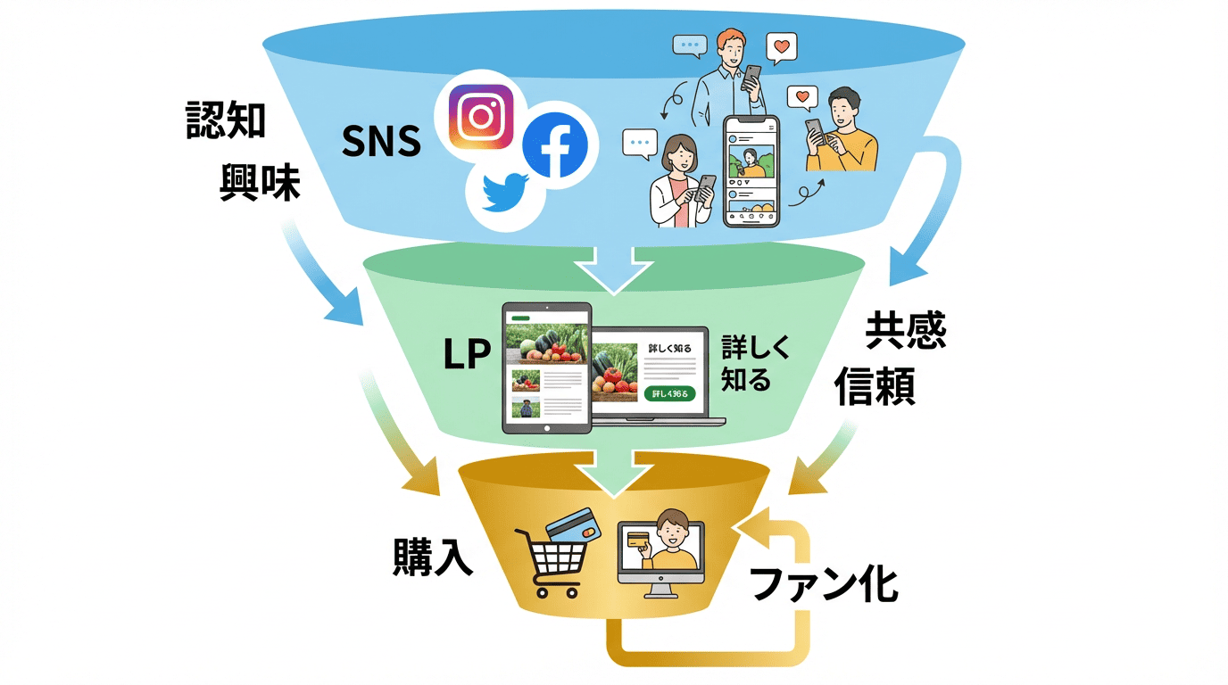 SNS→LP→購入の導線