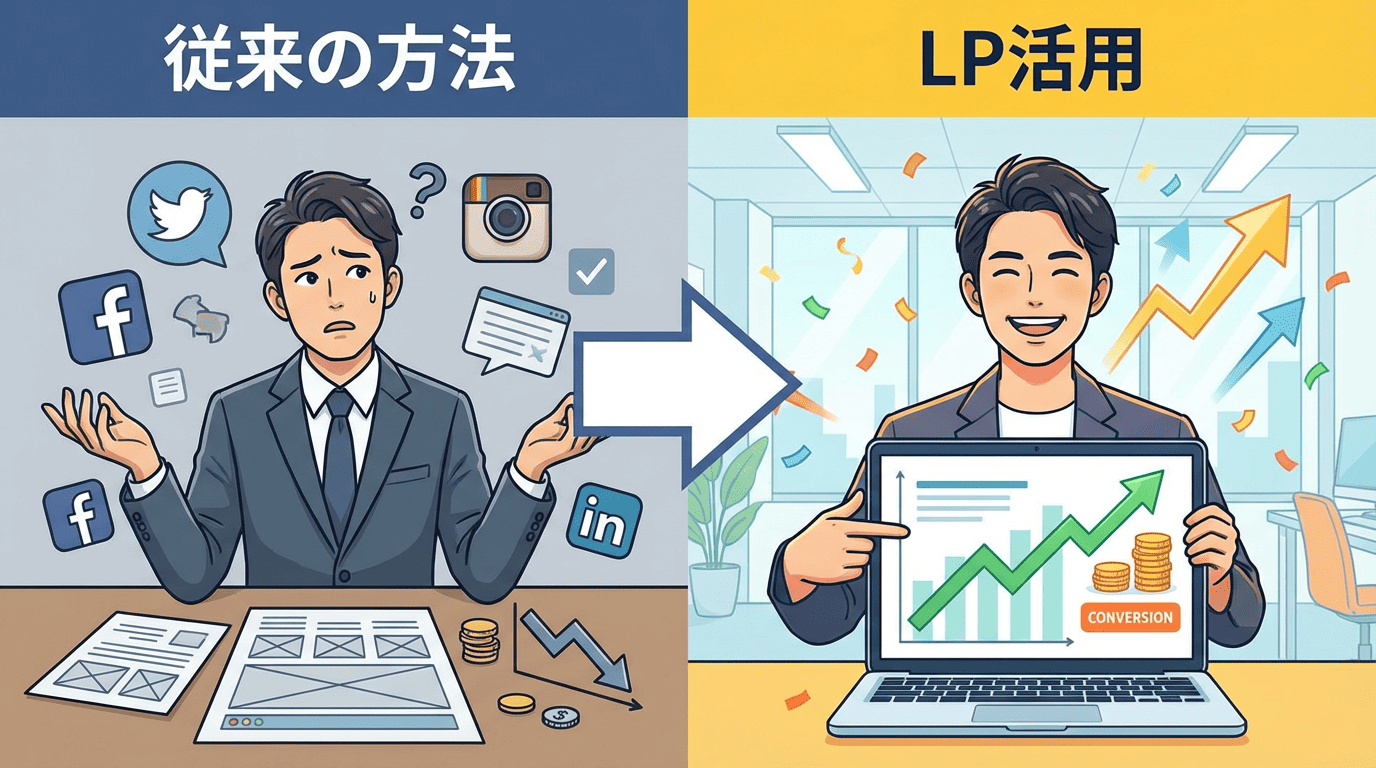 従来の方法とLP活用の比較