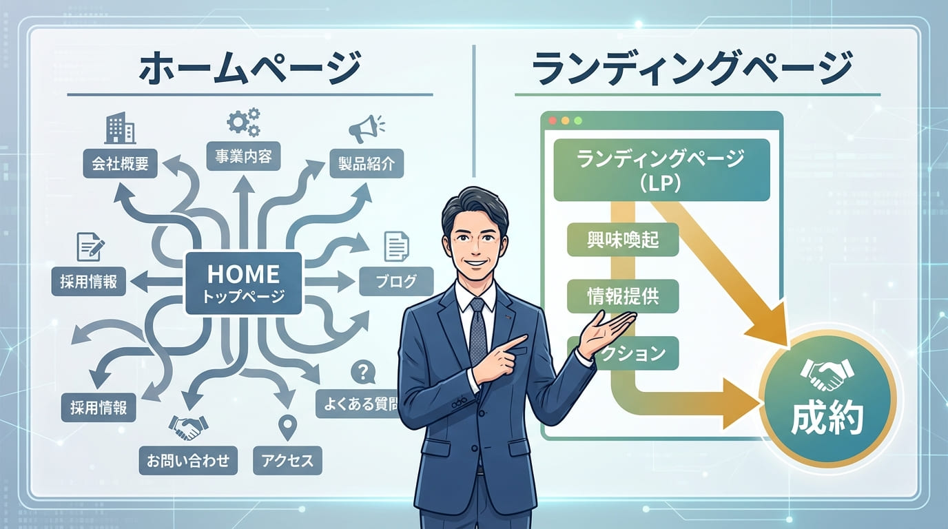 ホームページとLPの違いを視覚化
