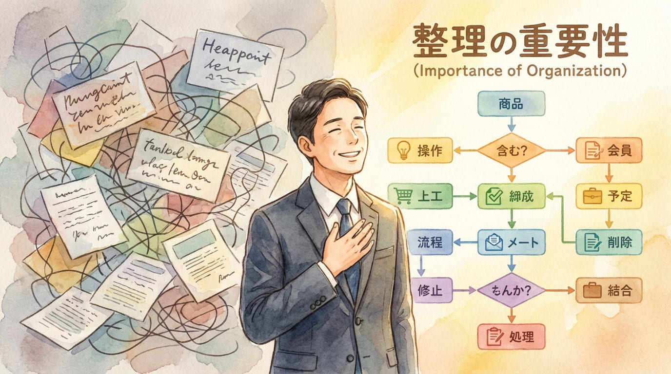 情報の整理と混乱の対比