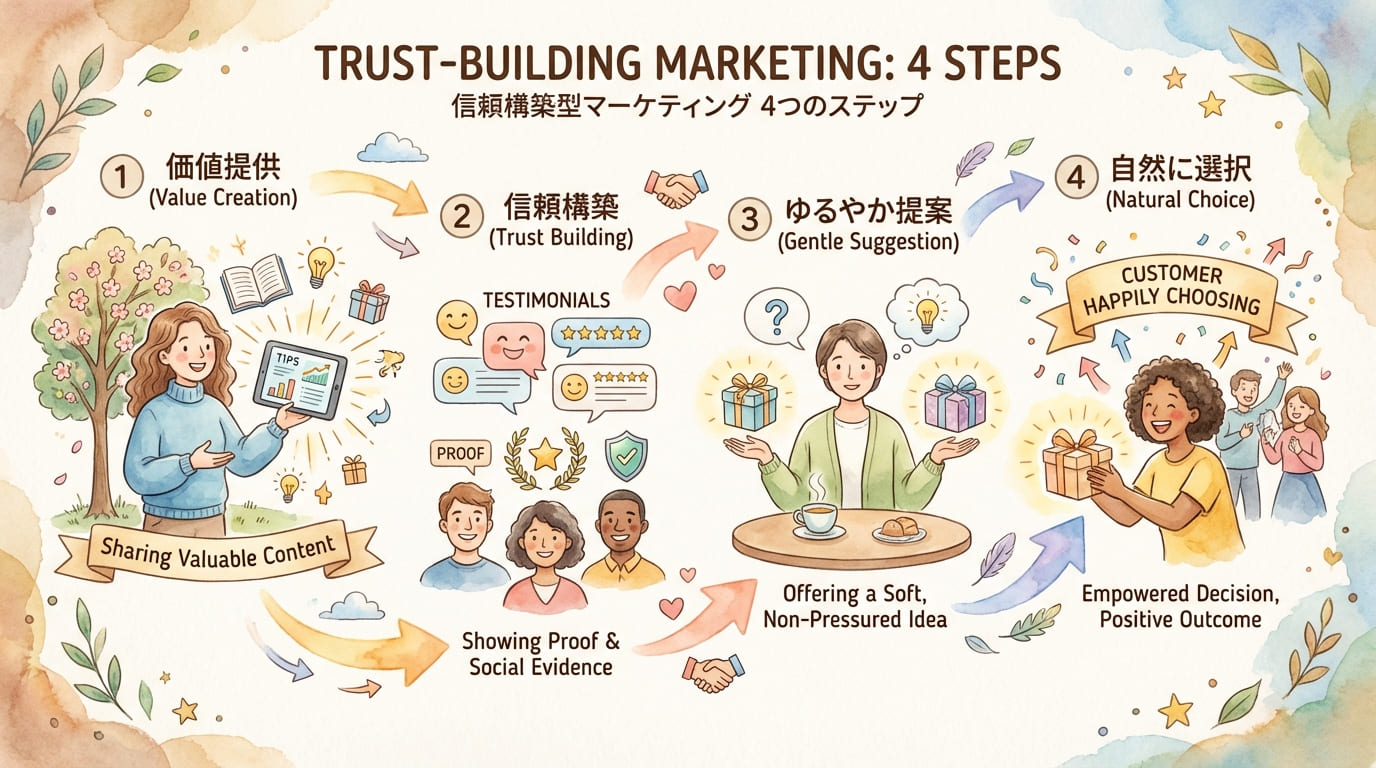 信頼構築型マーケティングの4ステップ