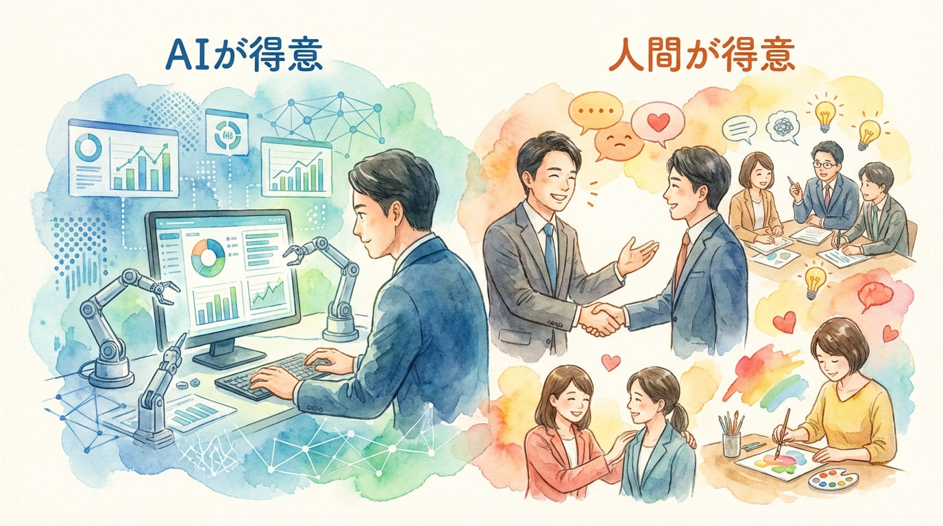 AIが得意なことと人間が得意なことの対比