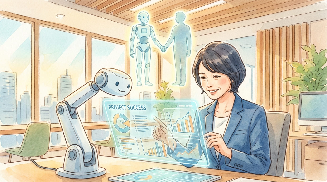 AIと人間が協力して働くイメージ