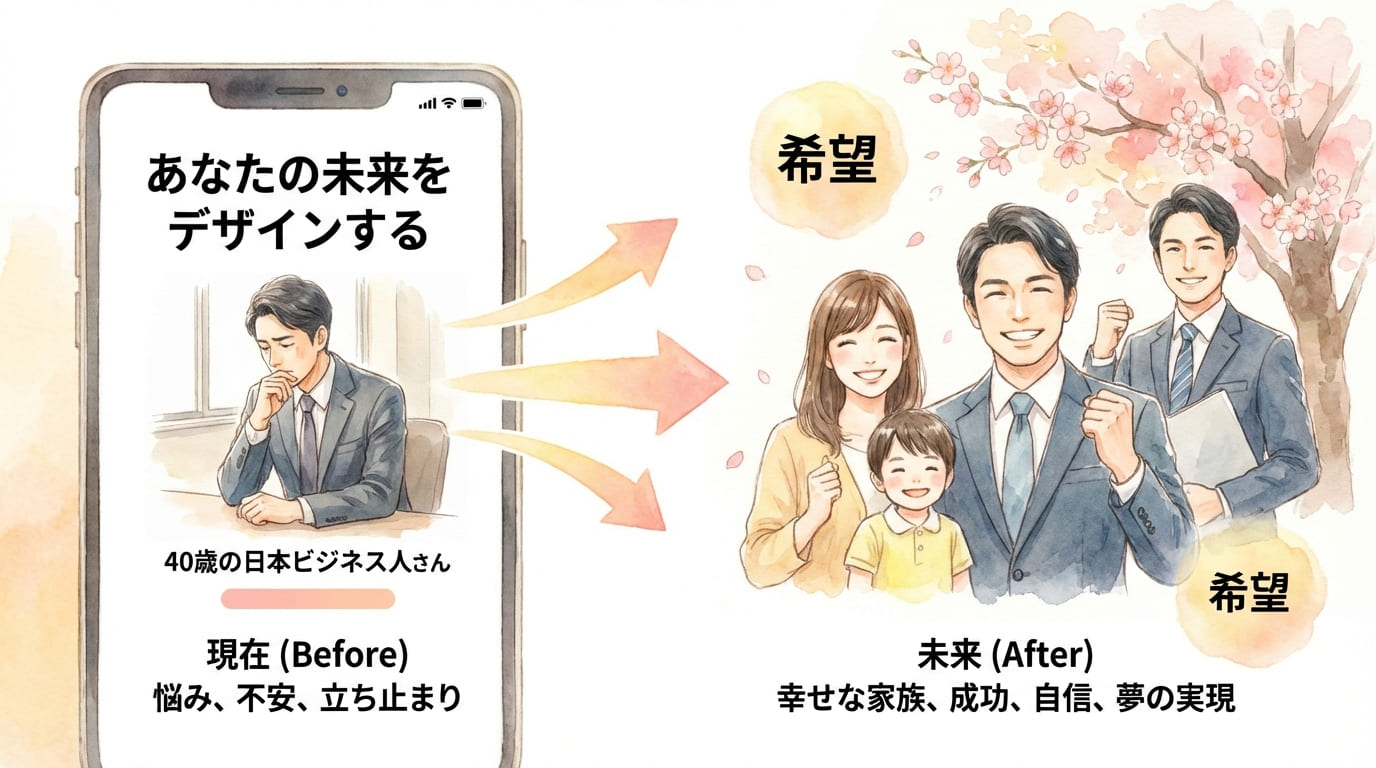 LPでお客様の未来を描くイメージイラスト