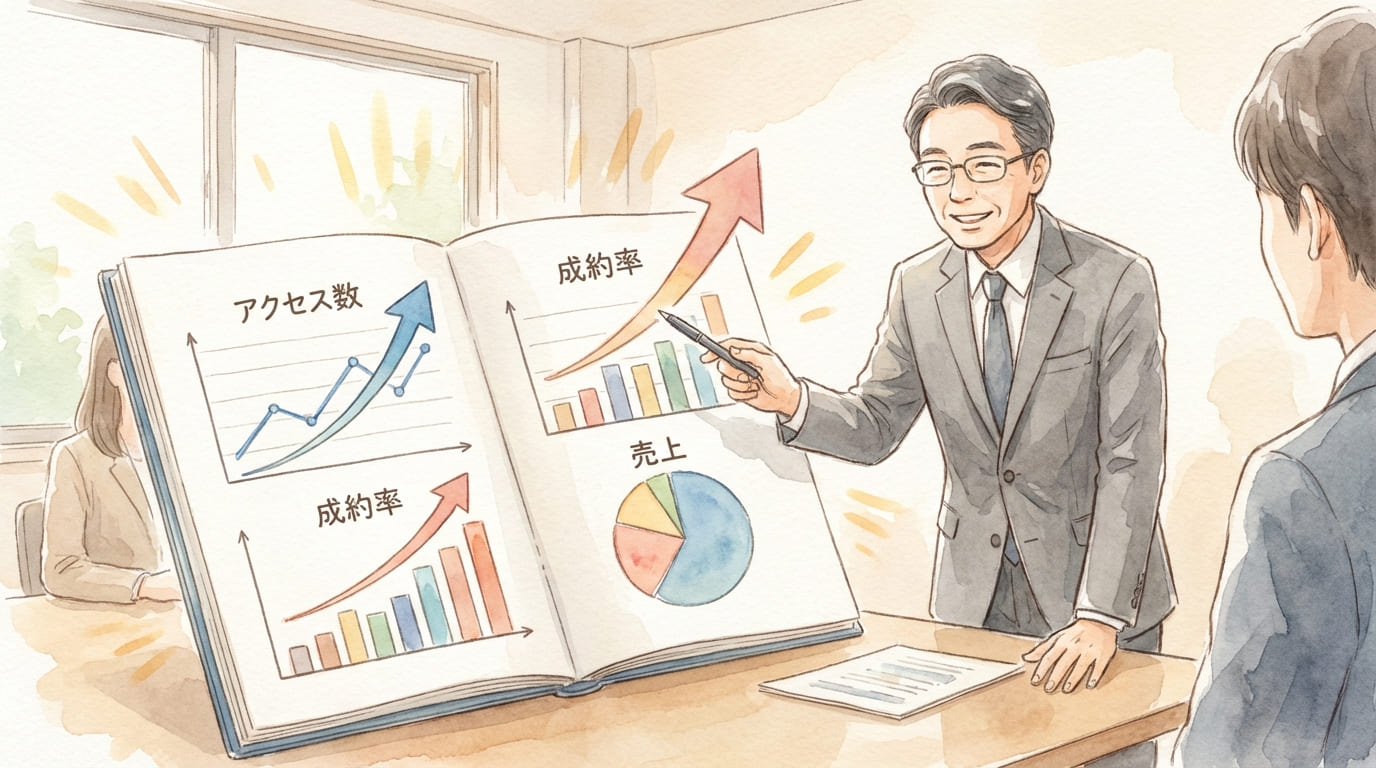 実績レポートとグラフ