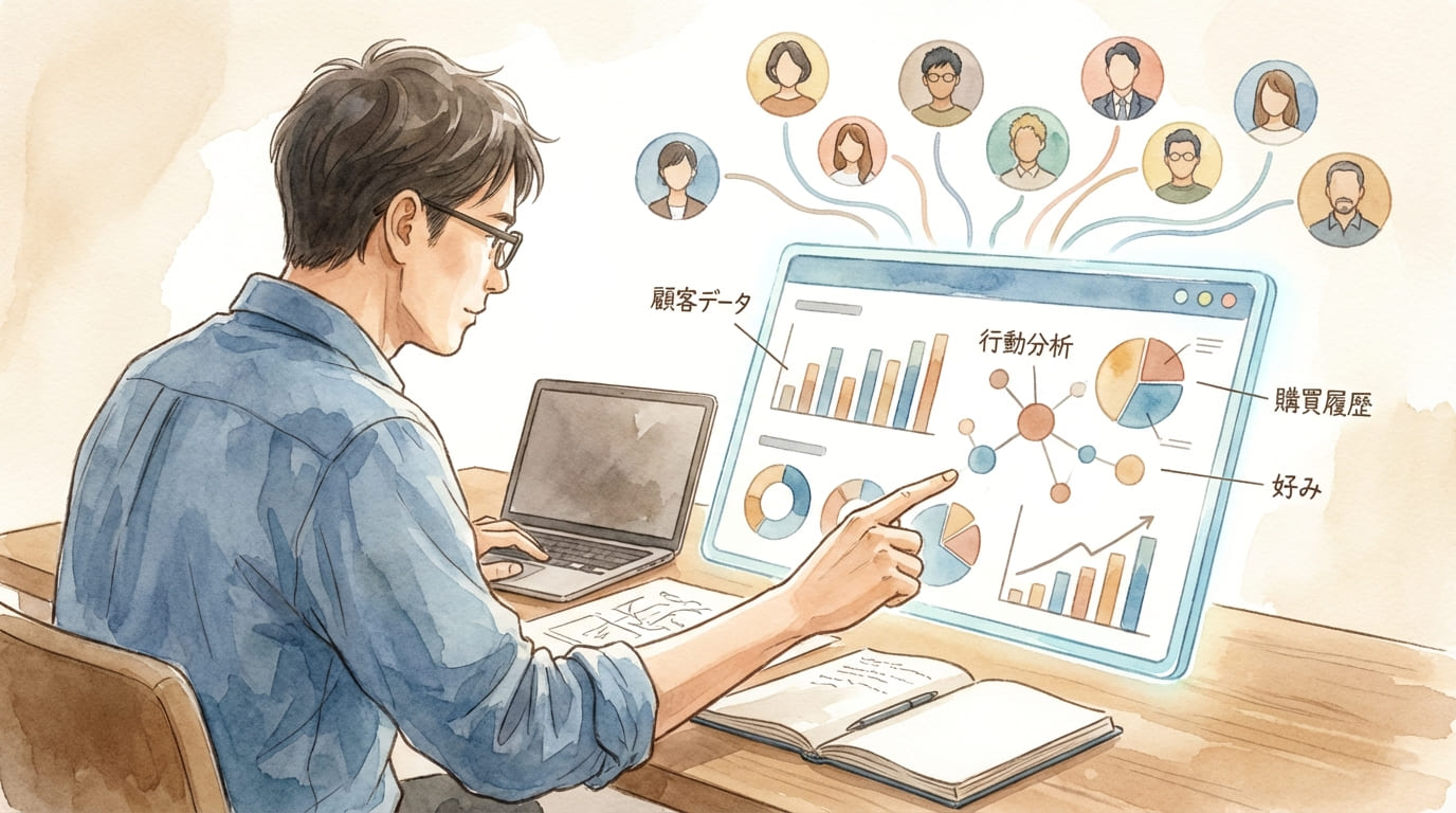 データで顧客を理解するイメージイラスト